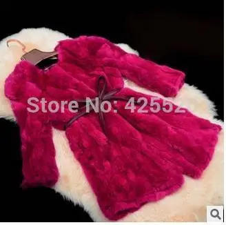 Female Autumn Long 100% Rabbit Fur Coat Woman Winter Warm Rex Rabbit Fur Slim Long Waistcoat Lady Slim Outerwear