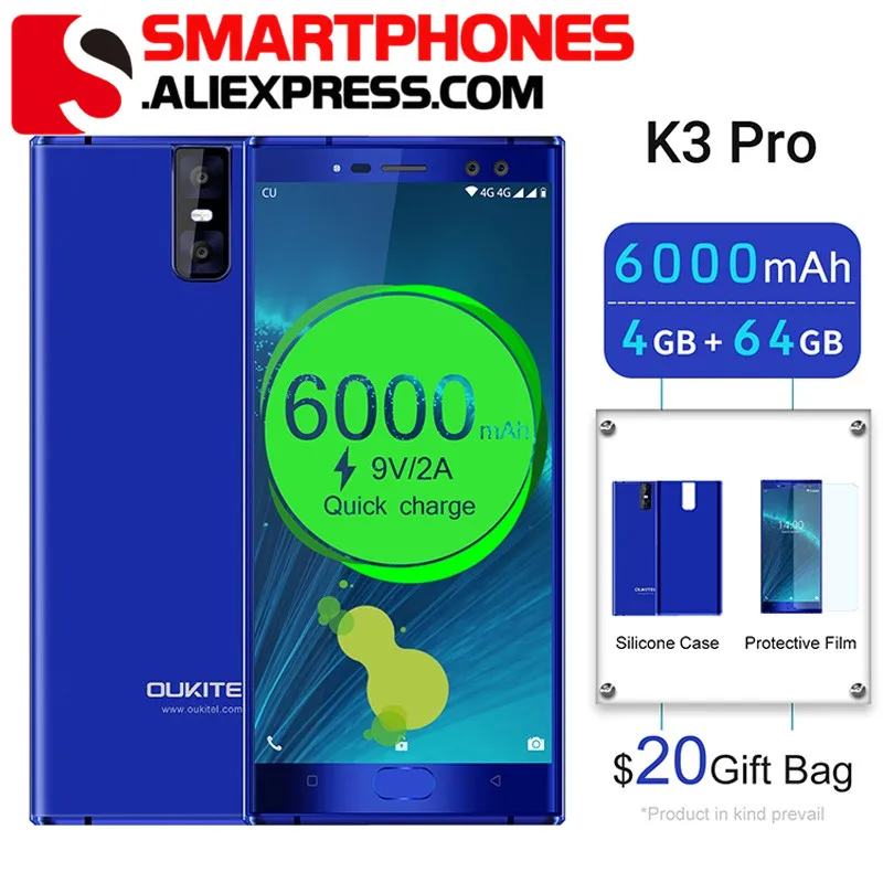 Oukitel K3 Pro 5 дюймовый FHD экран мобильный телефон 4 Гб 64 MT6763 Восьмиядерный Аккумулятор