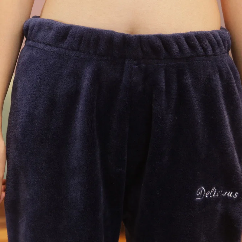 navy pants Теплые зимние женские пижамы, 2 предмета, Повседневная Свободная пижама с длинными рукавами и штаны, фланелевые пижамы, комплект домашней одежды, одежда для сна - Цвет: navy pants