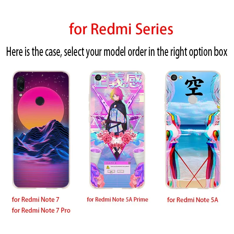 Мягкий силиконовый чехол из ТПУ для Xiaomi Redmi 9a 8 8A 7 7A Note 10 9 Pro Max 10S 9S Y3 Vaporwave блестящий