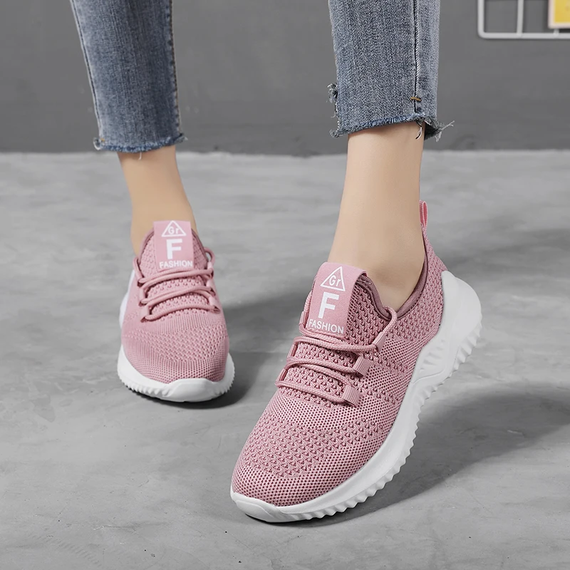 

Кроссовки женские сетчатые для тенниса, легкие дышащие кеды на плоской подошве, модная повседневная обувь для прогулок, 2021