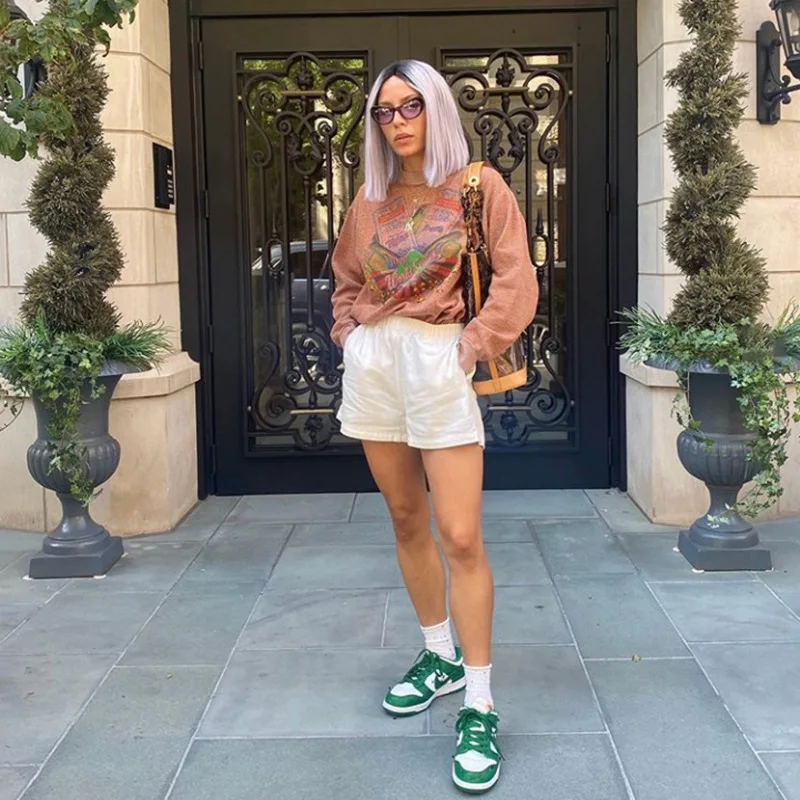 

Brown Vintage Letter Pattern Printed Sweatshirt Women Loose Oversized Winter Tops Long Sleeve Casual Girls New Korean Streetwear