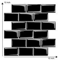 vividtiles thicker black subway tiles peel and stick premium wall 3d tiles stick on tiles kitchen backsplash 5 pieces pack