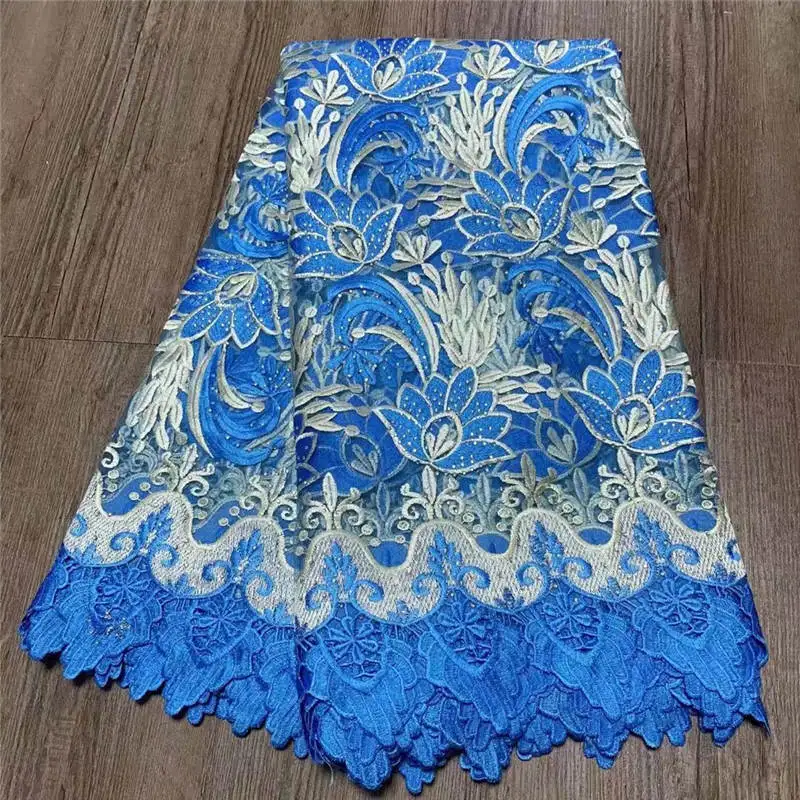 

Fashion High Quality African Style Embroidered Guipure Net Lace Fabric 5 Yards Suitable For Wedding Dresses! ZQF12162