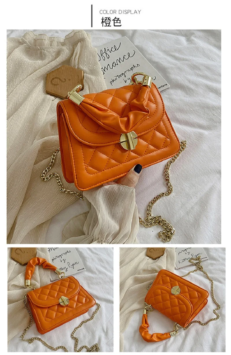 

Personalized Lock 2021 New Portable Chain Small Square Bag Small Fragrant Rhombic Crossbody Shoulder Bag Female Bag