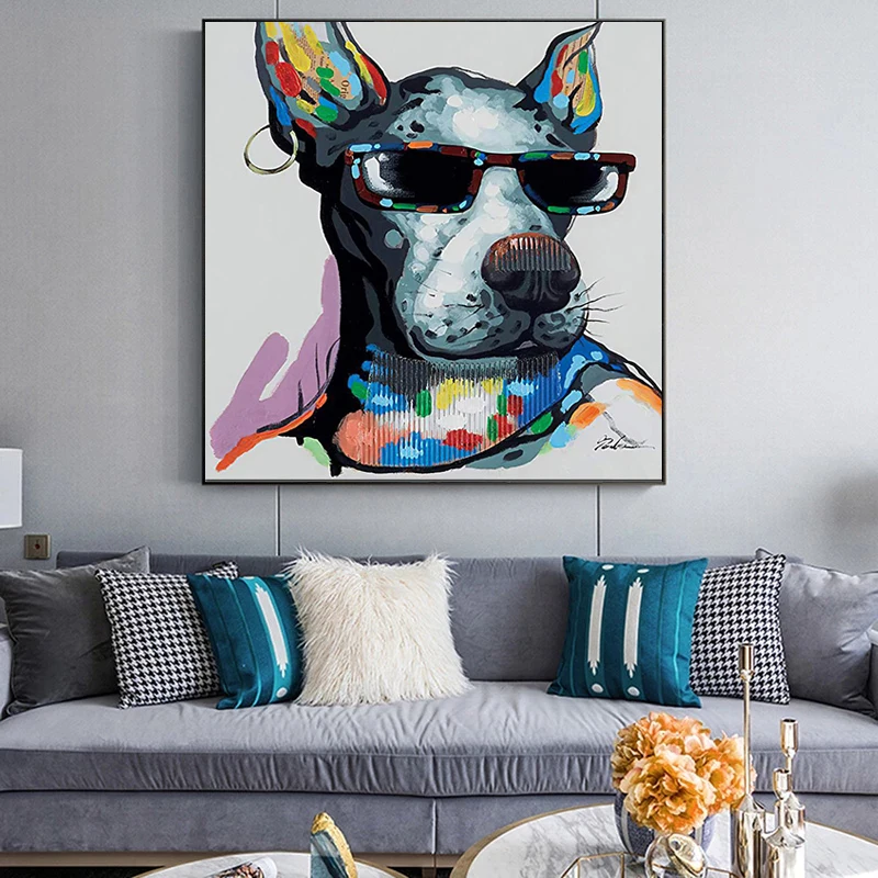 

Funny Animal Street Graffiti Art Cool Dog Smoking Drinking Wine Posters and Prints Wall Art Canvas Painting Room Home Decoration