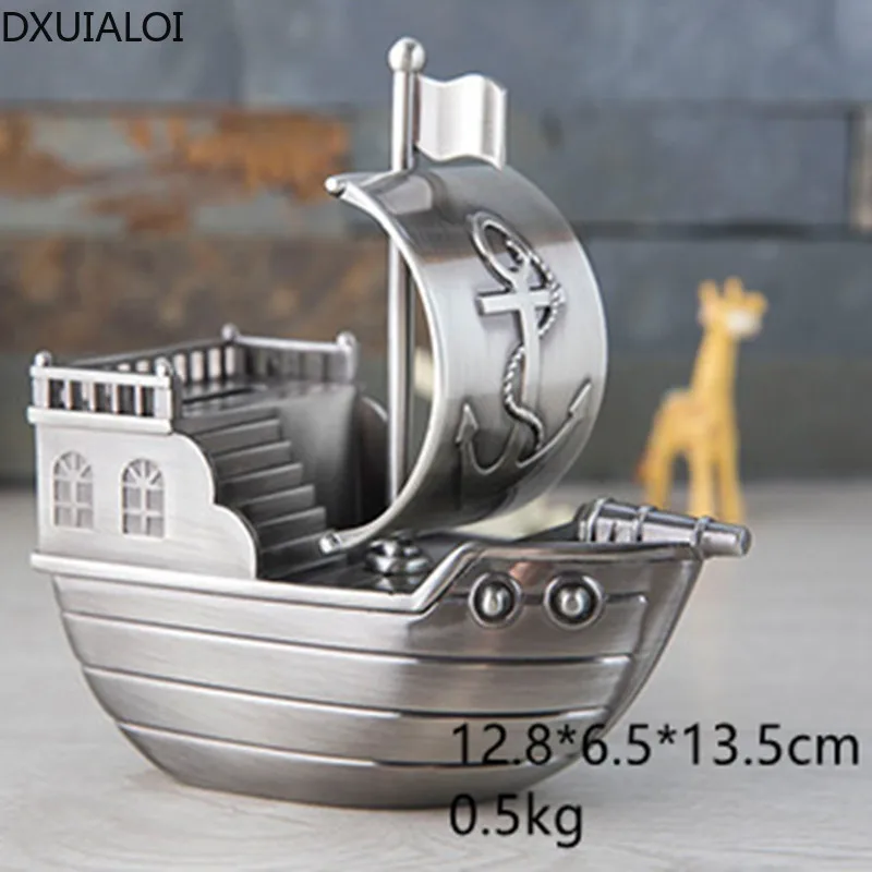 Home decoration metal European-style retro creative pirate ship piggy bank crafts ornaments children's birthday gift coin | Дом и сад