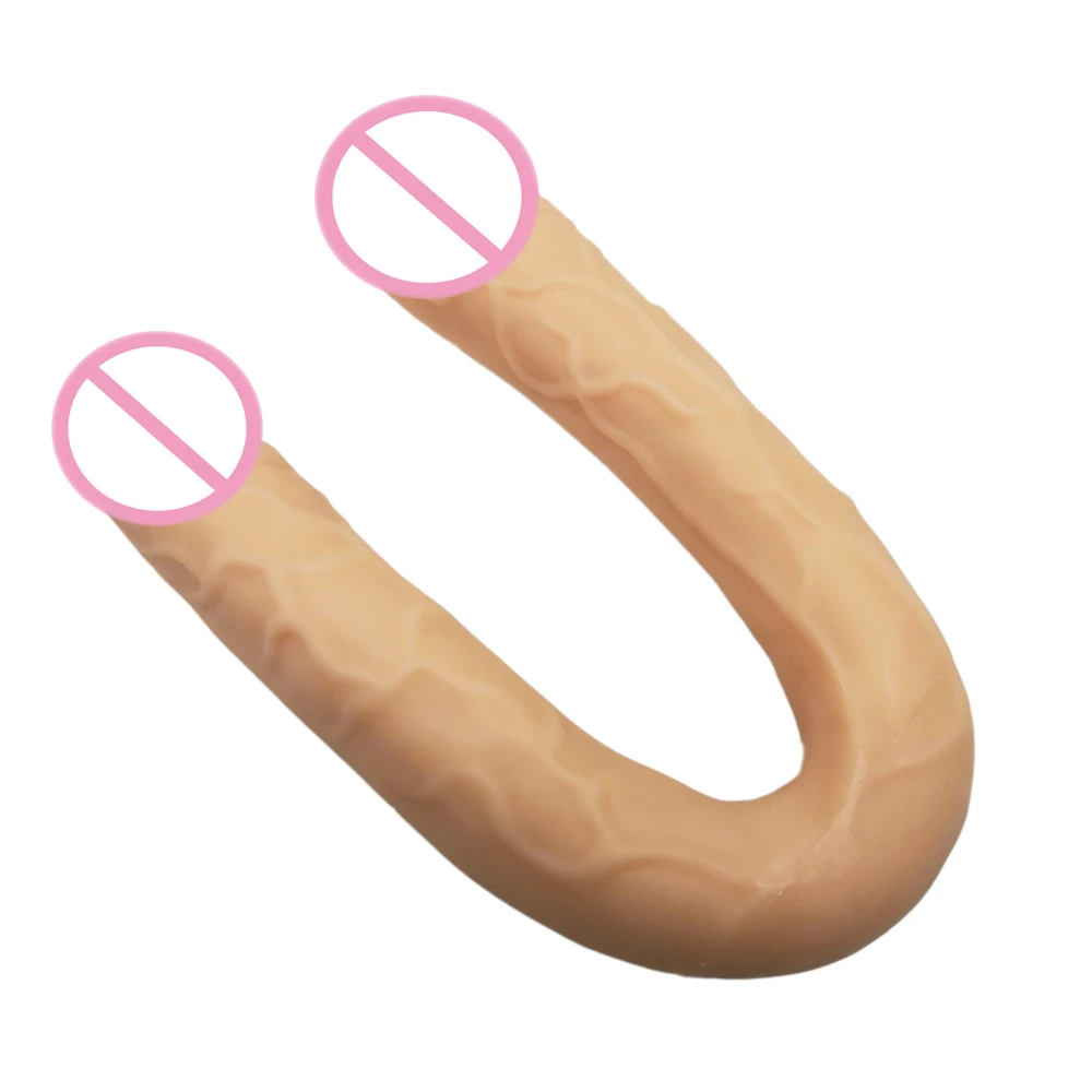 46 см Длинные двойной головкой пениса U форма фаллоимитатор Огромный дилдо секс