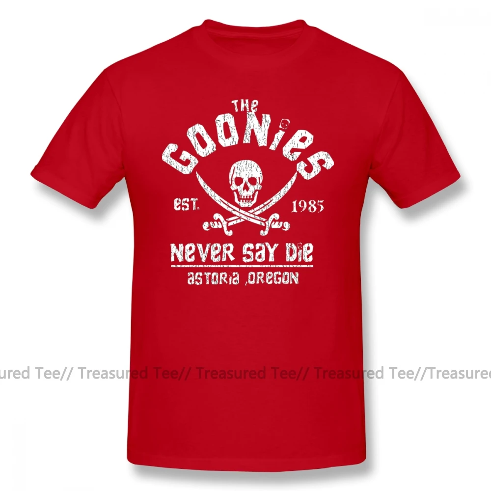 Футболка с надписью "Goonies", Футболка с коротким рукавом, графическая футболка, 100 хлопок, Пляжная Мужская большая футболка - Цвет: Red