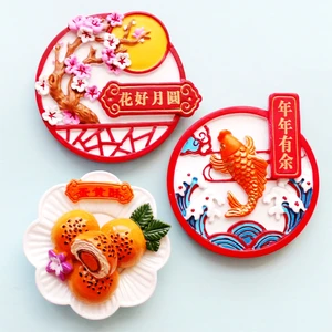 3D магниты на холодильник в китайском стиле, праздничный каждый год, туристические сувениры, магнитные наклейки на холодильник, подарок