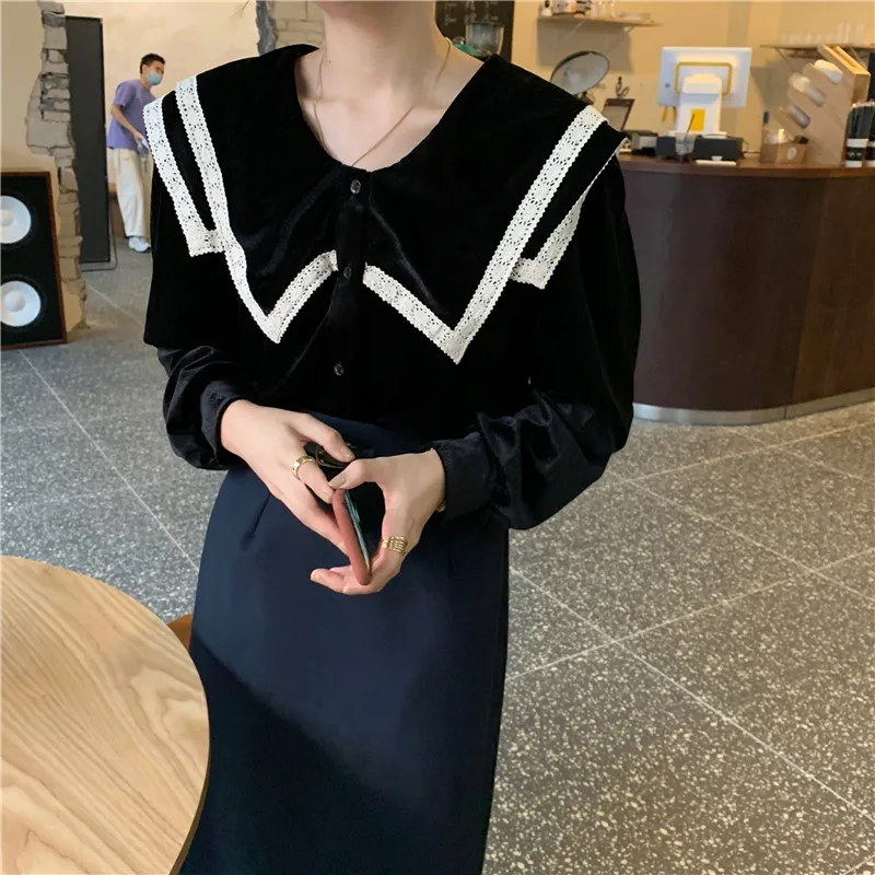 

COIGARSAM Full Sleeve Shirt Womens tops Women shirts Black 9153