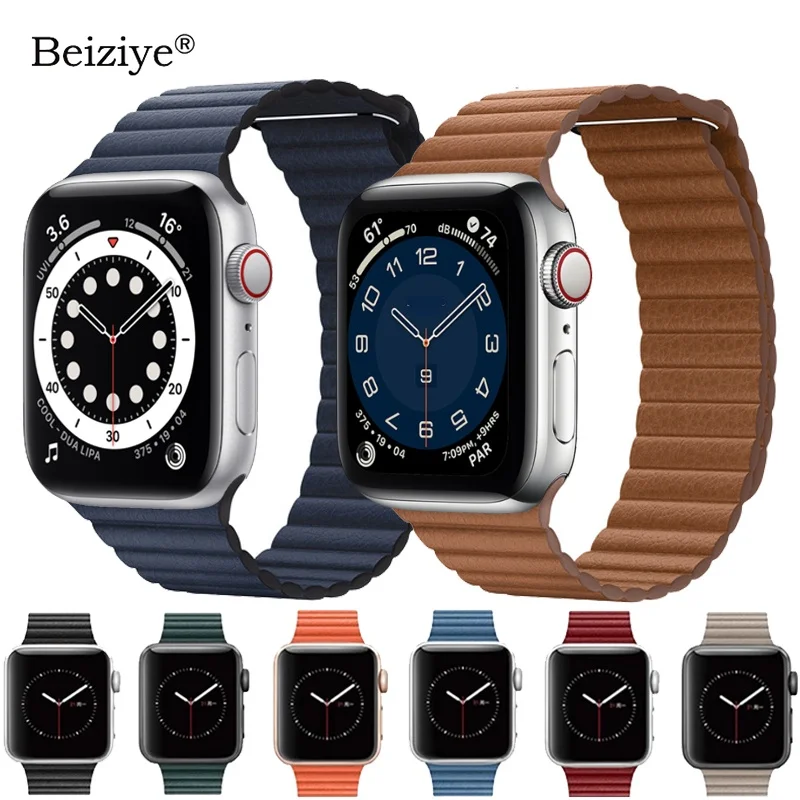 Кожаный ремешок для Apple Watch 42 мм 38 40 44 магнитный браслет iWatch Serie 6 5 4 SE 3 2 Аксессуары |