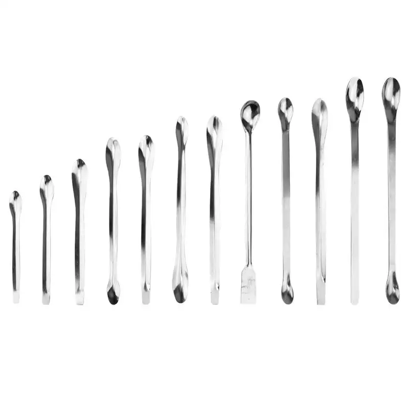 

12 Pcs Stainless Steel Sampling Spoon Spatula Micro Scoop Medicine Spoon Experimental Set Of Microsampling Spoon