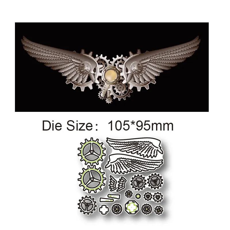 Панк шестеренка крылья металлическая режущая форма украшение фотография