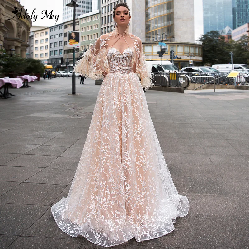 Романтическое свадебное платье без бретелек Adoly Mey трапециевидной формы с