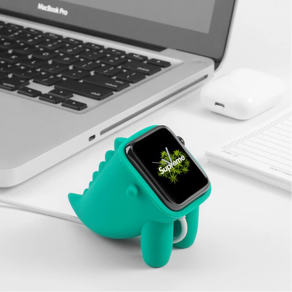 

Dinosaur StandFor apple watch Holder 6/5/4/3/2/1 iWatch WatchOS Nightstand Keeper Silicone Home Dropship