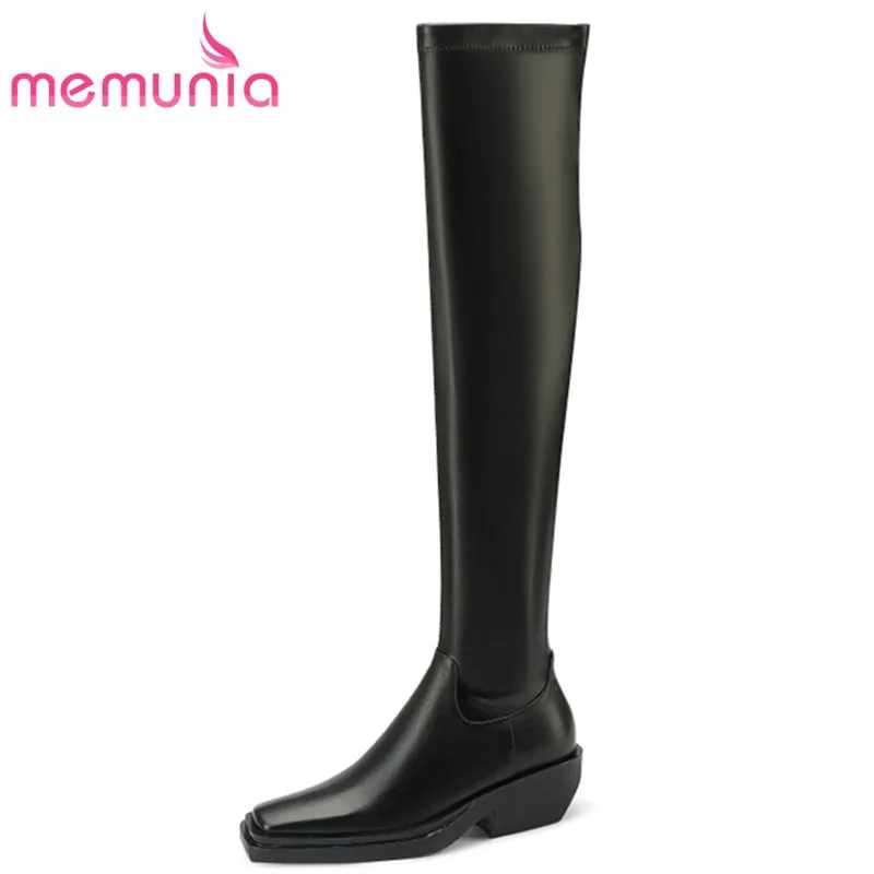 

MEMUNIA 2022 New Arrive Women Winter Boots Hot Sale Fashion Genuine Leather Boots Comfortable Platform Sexy Over The Knee Boots