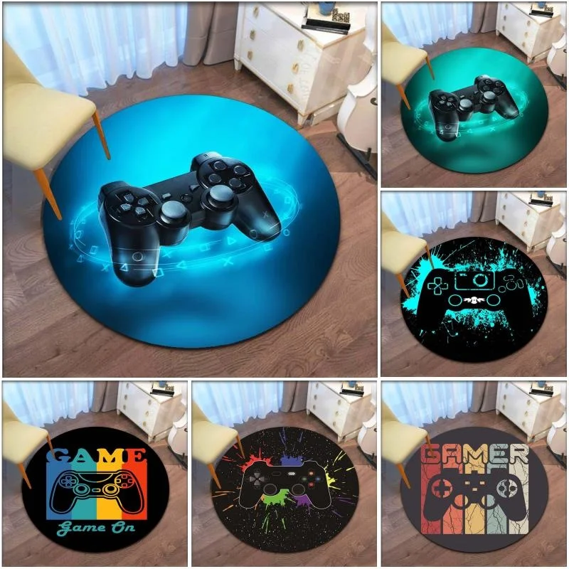 

Round Gamer Controller Area Rugs Non-Slip Round Floor Mat Door mats Carpet for Bedroom Yoga Mat