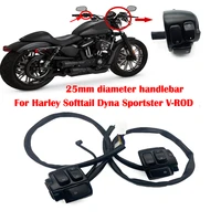 motorcycle 1 25mm diamater handlebar control switch with wiring harness for harley softtail dyna sportster v rod 1996 2012