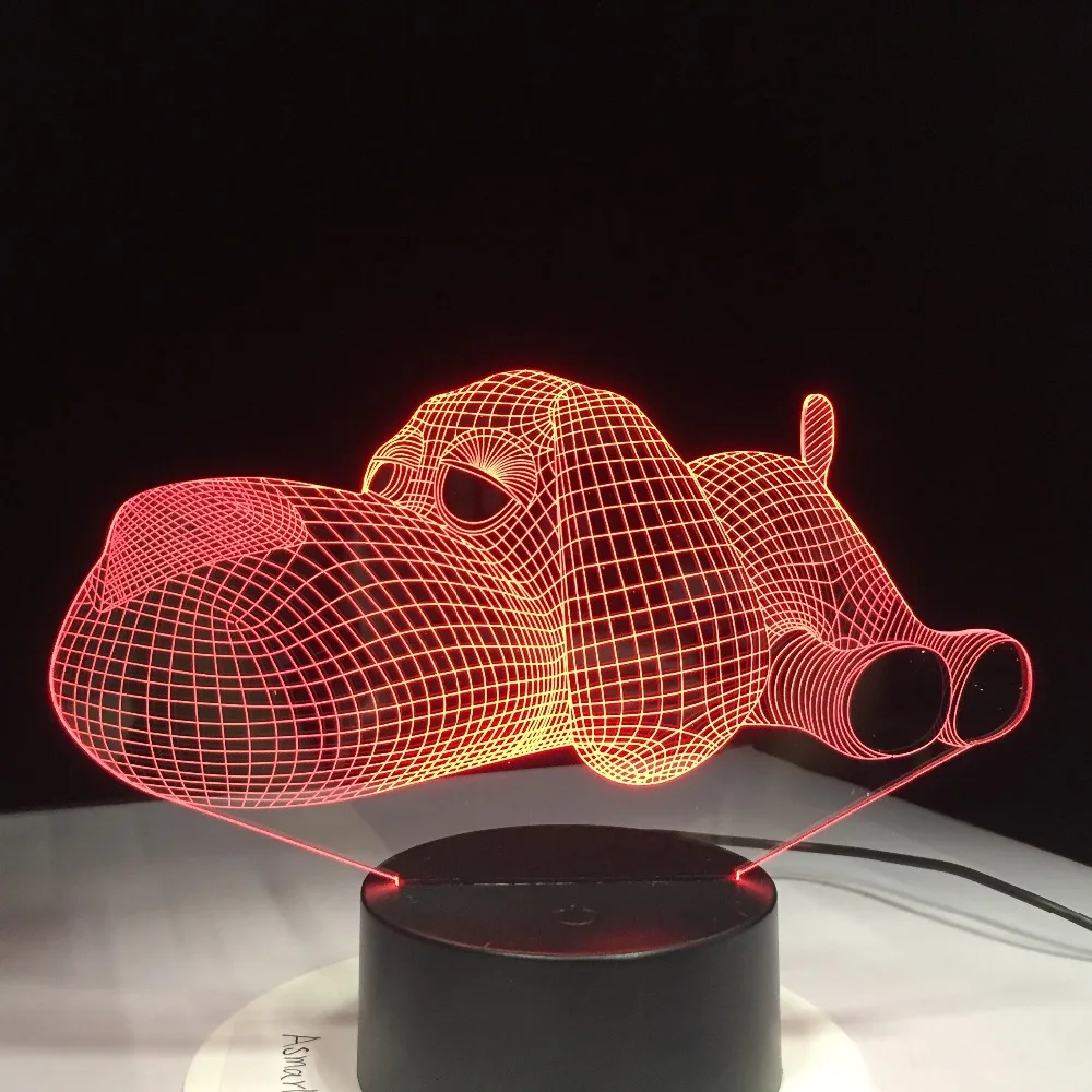 Милая собака лампа 3D Ночник детская игрушка светодиодная сенсорная настольная 7