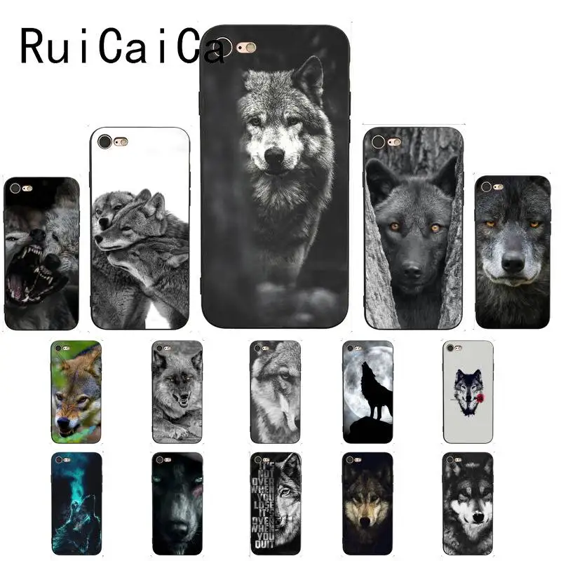 Крутой черный мягкий чехол RuiCaiCa с лицом волка для телефона iPhone 8 7 6 6S Plus X XS MAX 5 5S SE XR