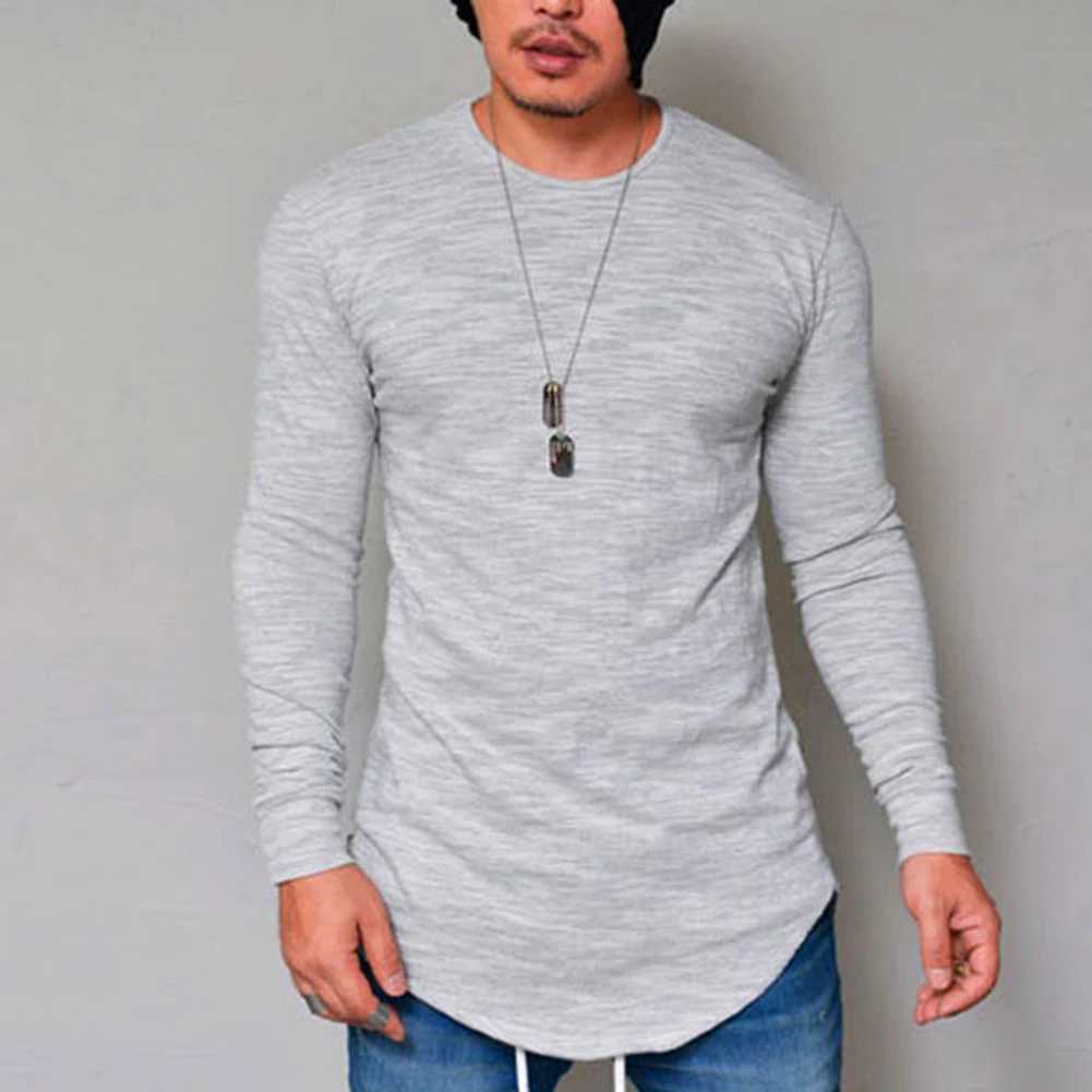 Autumn winter t shirt Men Low Price Long Sleeve Male T-shirts Slims O-Neck Solid Clothing T-shirt street casual cotton pullover | Мужская