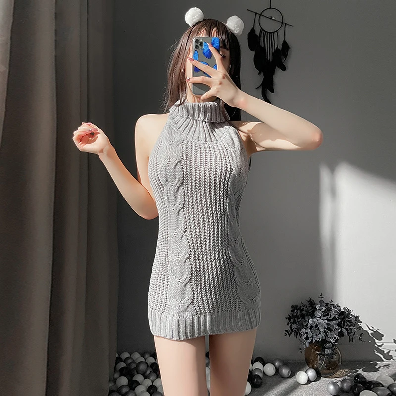 SIROLISA японский милый сексуальный длинный девственный свитер с открытой спиной