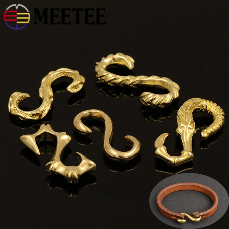 Meetee 4/10 шт Чистая латунь S пряжки-Крючки браслет для литья под давлением меди DIY