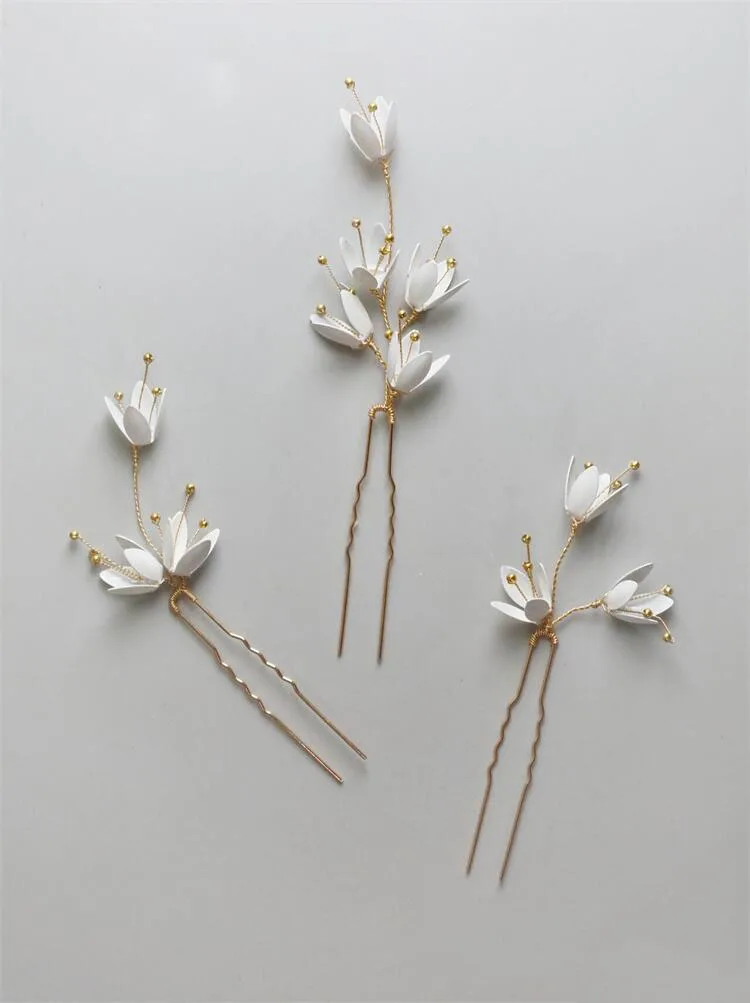 Свадебные аксессуары Белые цветы Заколки Ручной работы Ободки для волос Женские заколки Головные уборы Свадебные украшения Для невест.