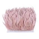 1 метр кожа розовый гусиные перья Лента Frigne окрашенная высота 8-12 см шитье ремесла аксессуары для платья украшение перо