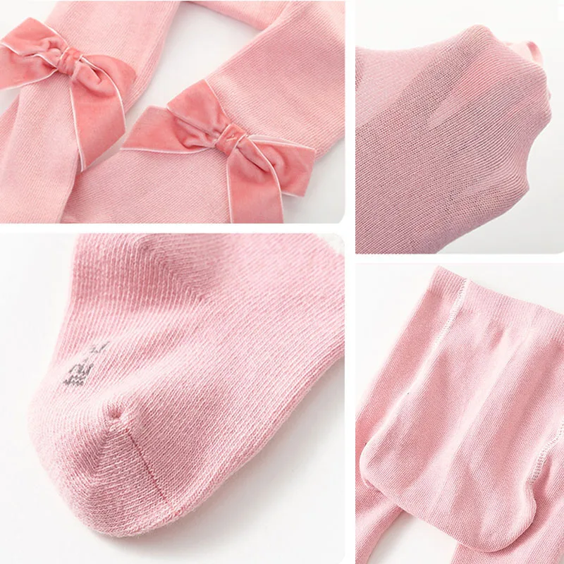 Новинка детские колготки с большим бантом осенне зимние хлопковые для маленьких