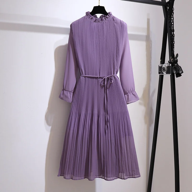 

Women's Clothing 2021 Spring Autumn Fat Mm Fashionable Stylish Slim Pleated Chiffon Sexy Maxi Summer Party Long Dress Vintage