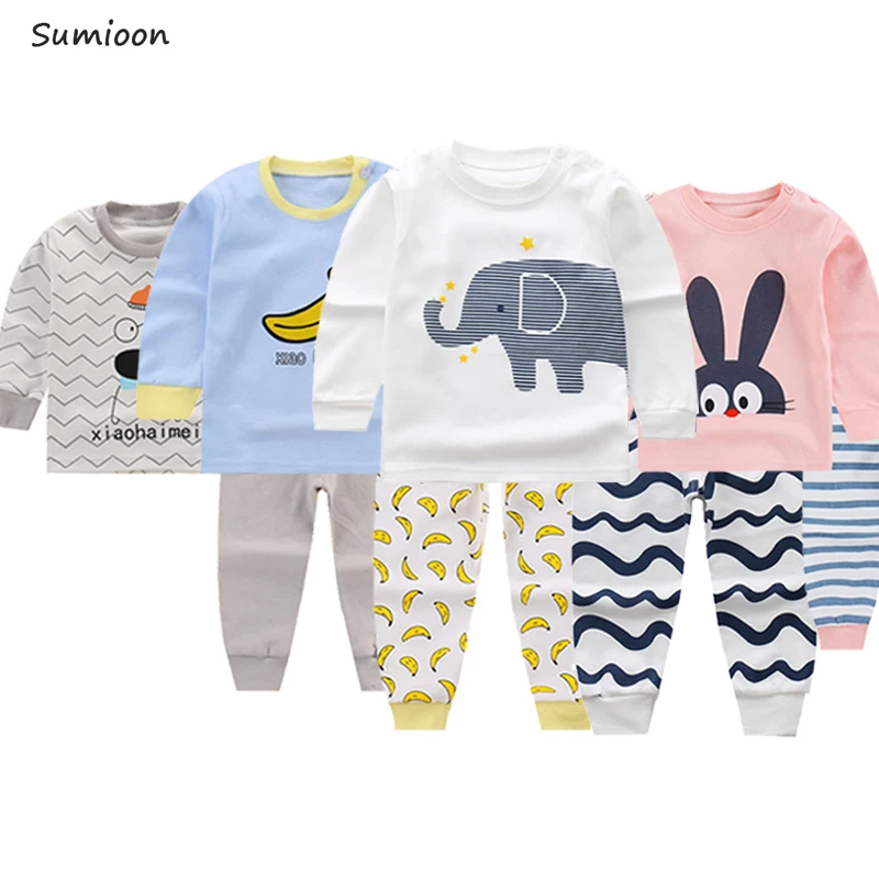 Фото Осень 2020 детские пижамы одежда для сна с мультяшными животными комплект | Комплекты пижам (4000090597069)