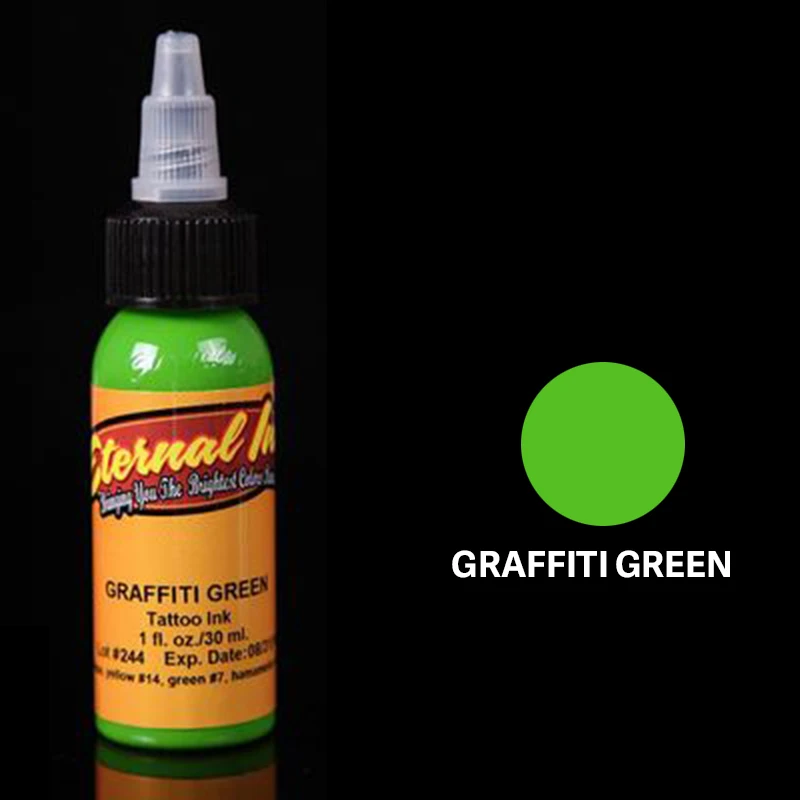 graffiti green Перманентные чернила для татуировки, набор пигмента, tinta tattoo tintas para tatuajes, пигменты, динамические чернила, goochie tintas tattoo, aimoosi - Цвет: graffiti green