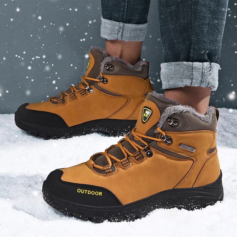 MWSC Warm Fur Lining Ankle Snow Boots For Men Male Outdoor Waterproof Shoes Non-slip Casual | Обувь