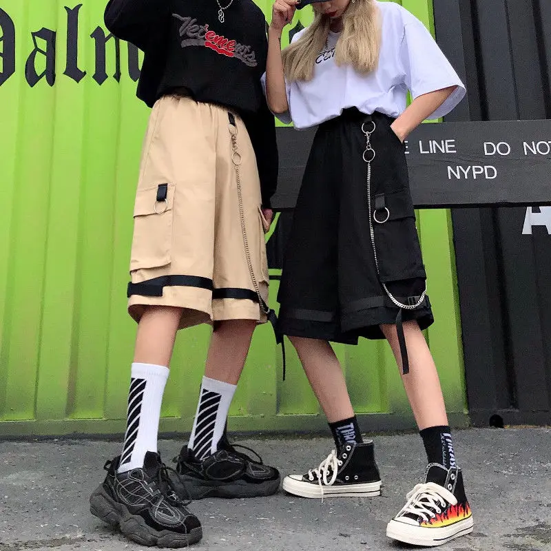 

Cargo Pants Women Shorts Summer 2021 New Korean Fashion Hip Hop Shorts Students Loose Straight Wide Leg Pants Ladies Sweatpants
