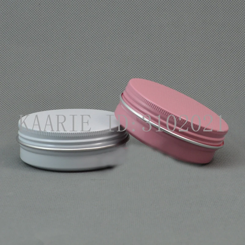 

60gML refillable box white/pink empty round aluminum metal tin cans bottle cosmetic cream box aromatherapy DIY jar Aluminum Pot