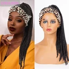 Парик женский Плетеный с шарфом, коробка из синтетических косичек черного цвета, для прически конский хвост, с кулиской, с накладными волосами