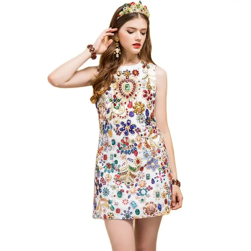 Женское Короткое платье без рукавов LD LINDA DELLA элегантное винтажное мини с