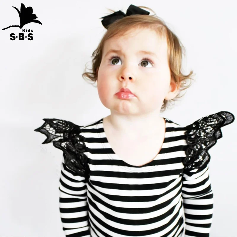 Детская одежда однотонная и полосатая хлопковая футболка с длинными рукавами