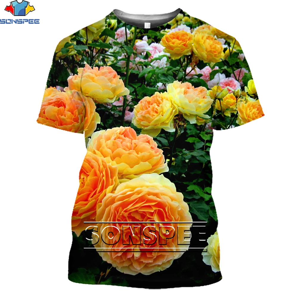 

SONSPEE Retro 3D Floral Print Women's Short Sleeve Loose Round Neck Street Casual Oversized Top 2021 Summer New Large Size