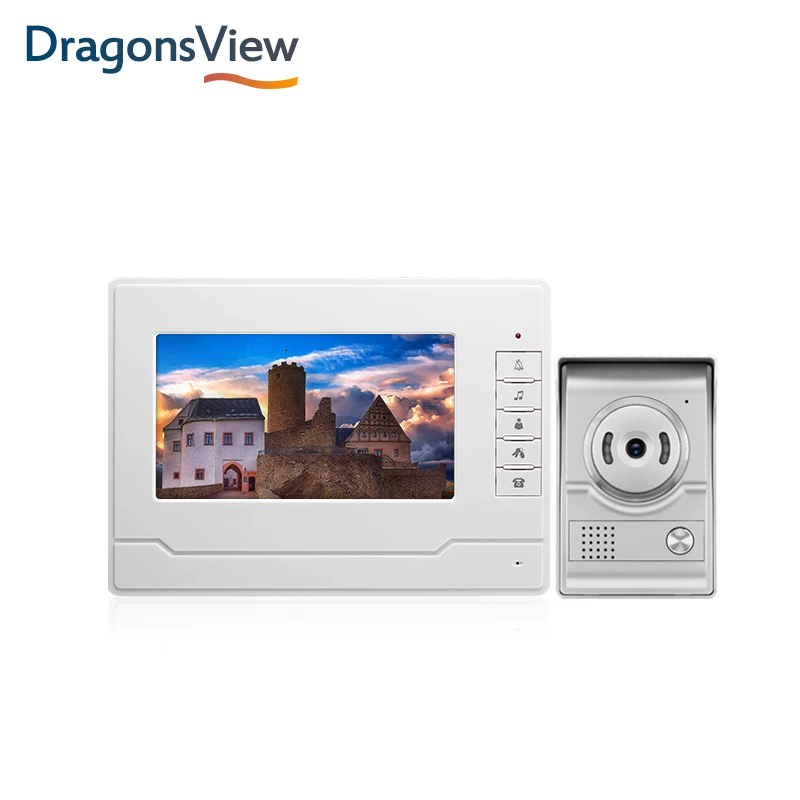 Видеодомофон Dragonsview 7 дюймов 1000 TVL серебристо черный|Видеодомофон| |