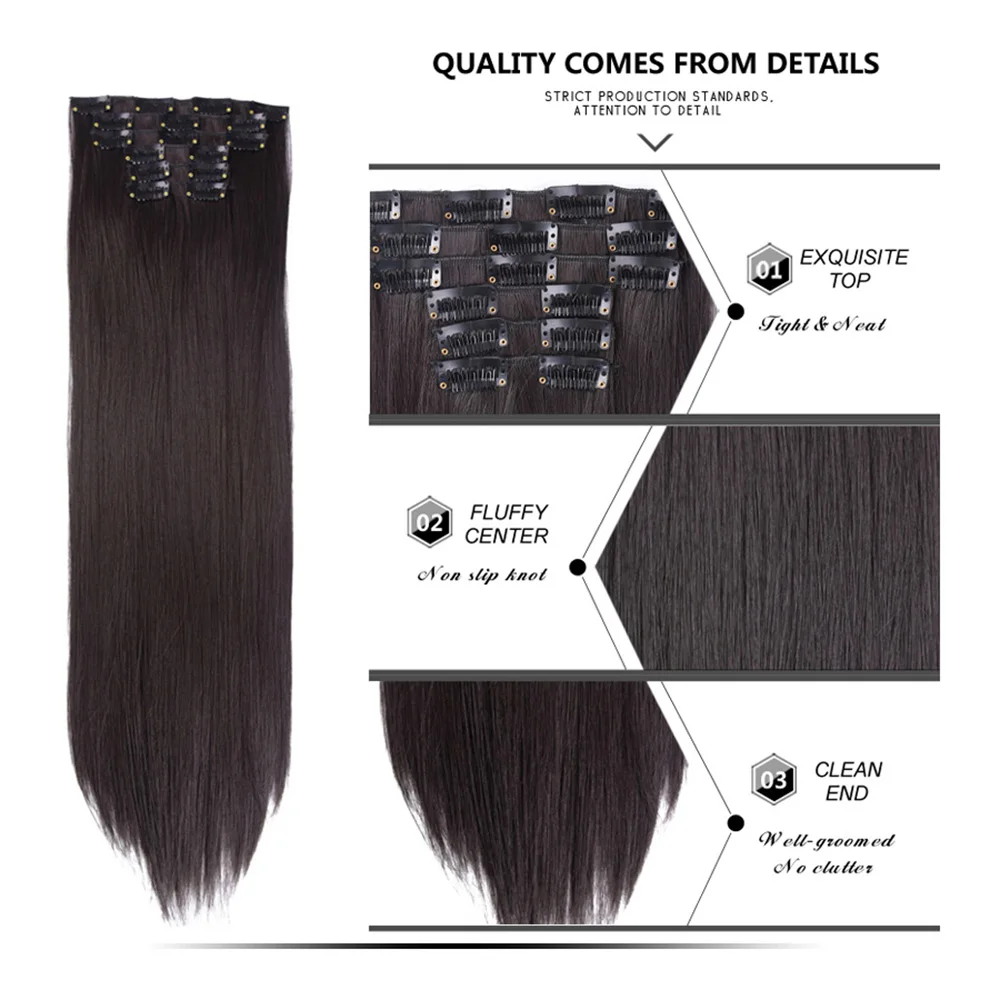 DIFEI 12 цветов 16 зажимов длинные прямые синтетические волосы для наращивания