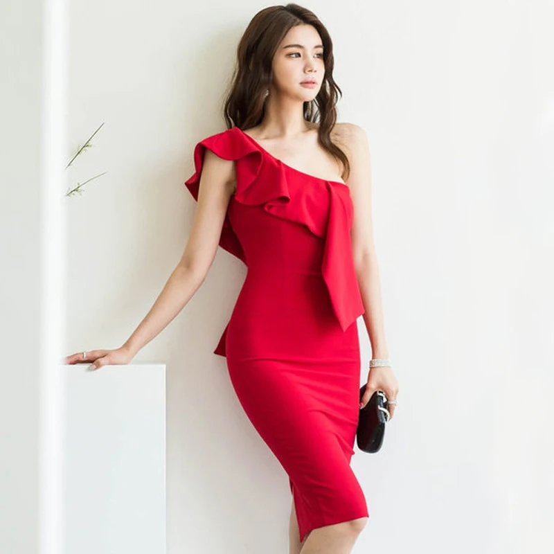 

COIGARSAM Fashion Women dress New Summer Dresses Red Shallow Pink 6307