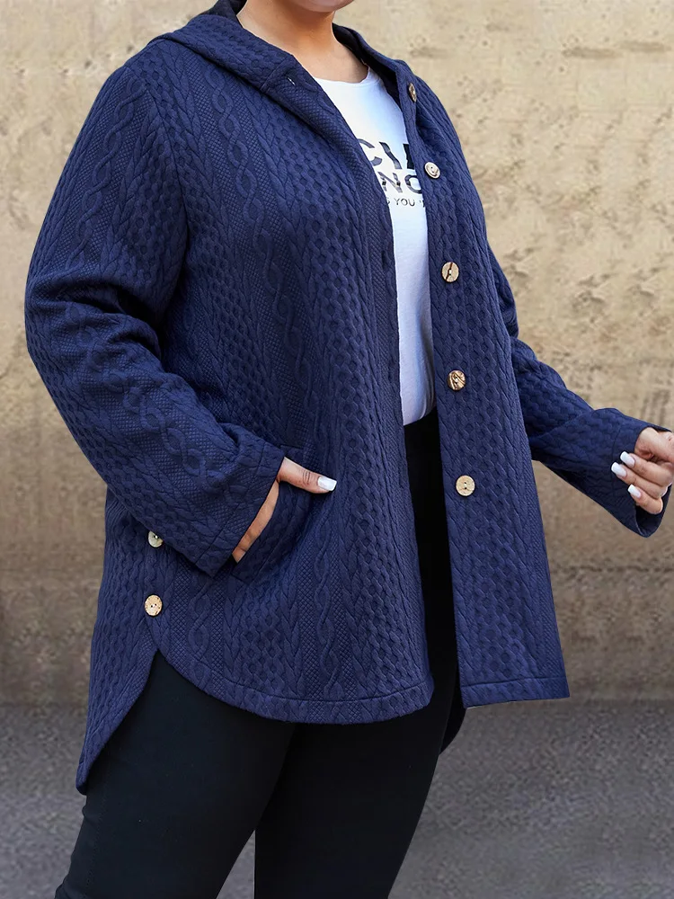 

Повседневная однотонная женская куртка на пуговицах с капюшоном, зимнее и осеннее пальто, одежда, кардиган, Флисовые Куртки Оверсайз