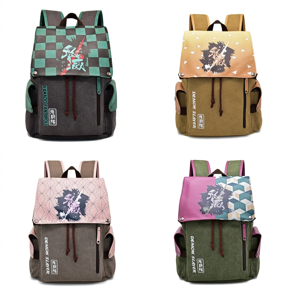 

Anime Demon Slayer Kimetsu no Yaiba Backpack Teenager Student Canvas School Bag Travel Laptop Bag Cartoon Casual zipper Rucksack