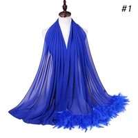 72175cm new solid color chiffon with feather ladies fashion scarf can be capped shawl head wrap for women chiffon hijab