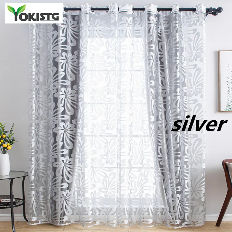 YokiSTG геометрический цветок чистой Шторы для Гостиная в Спальня кухонные