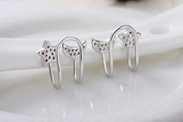 Корейские серебряные серьги 925 пробы U-образные циркониевые серьги-клипсы в форме