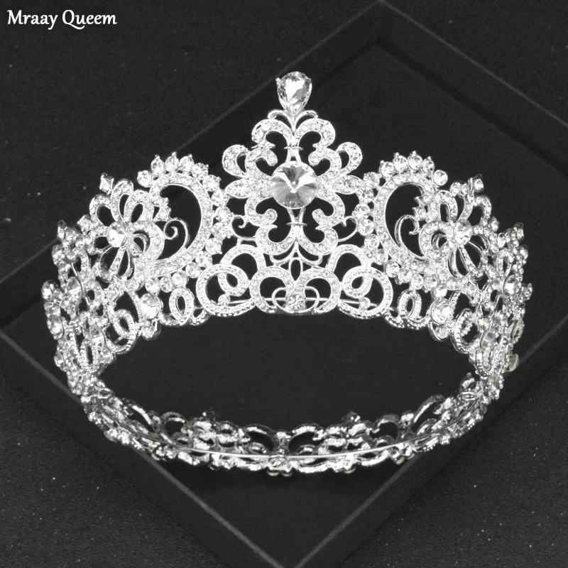 Модные роскошные серебряные стразы в виде большой короны для невесты ювелирные